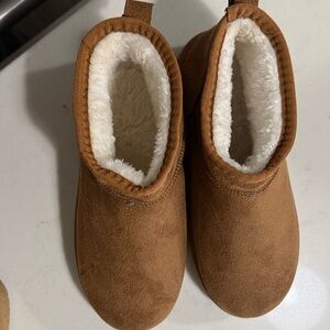 Cozy Brown Kids One Piece Booties